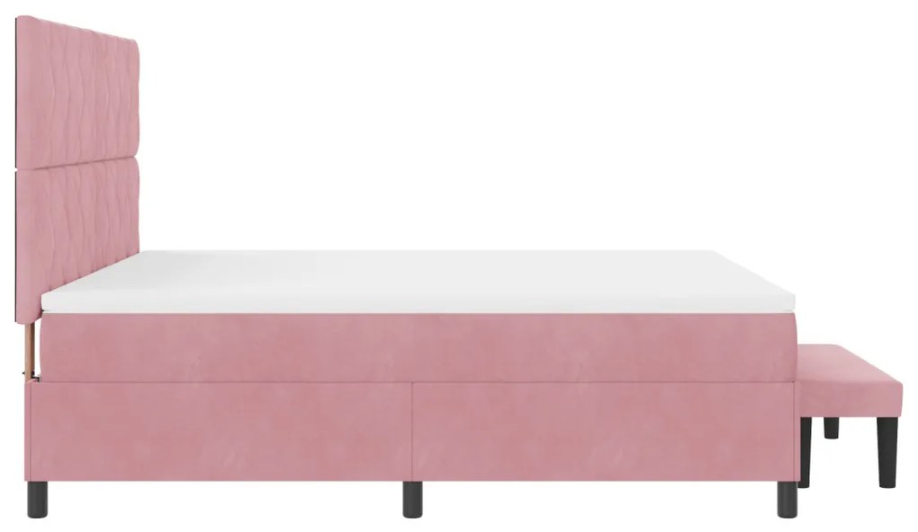 Boxspring Ágy Matraccal és Pad Rózsaszín 180x200 cm Bársony