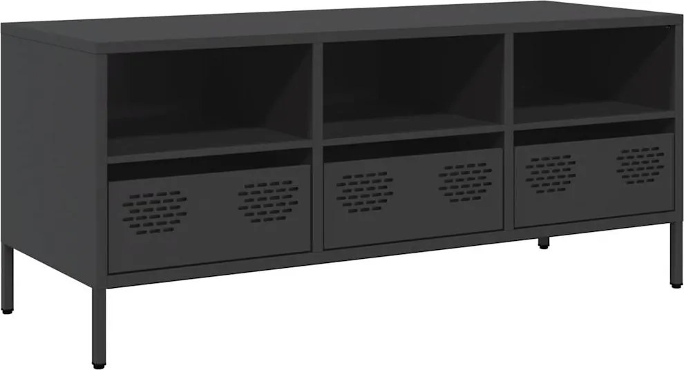 vidaXL fekete hidegen hengerelt acél TV-szekrény 101,5 x 39 x 43,5 cm