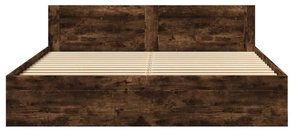 füstös tölgy színű szerelt fa ágykeret fejtámlával 180x200 cm