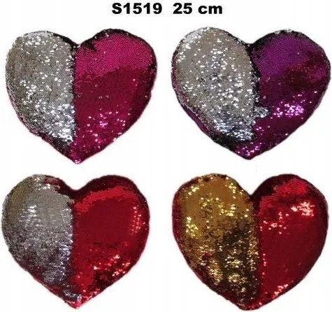 Flitteres szív párna 25cm MIX