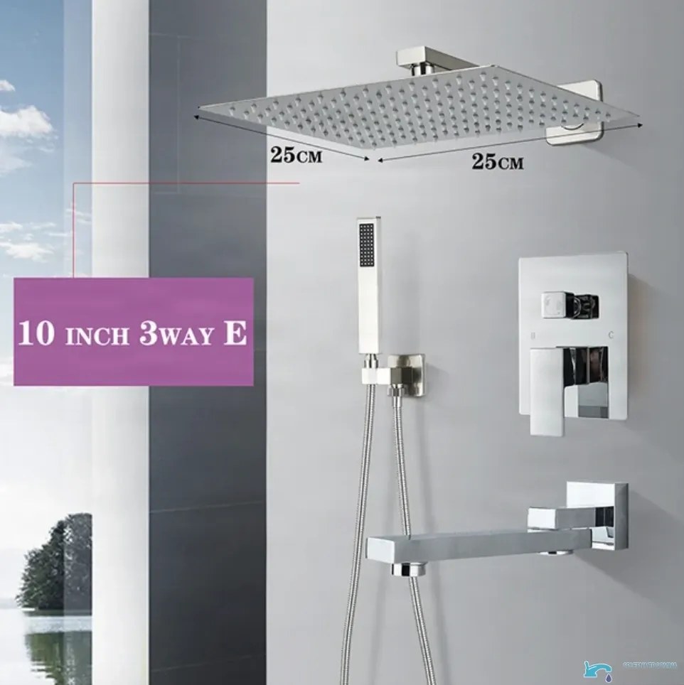 Zuhanypanel EYN PT04042 falba süllyesztett kivitelben, LED-világítással, többféle színváltozatban, például krómban és matt feketében — 30 cm —…