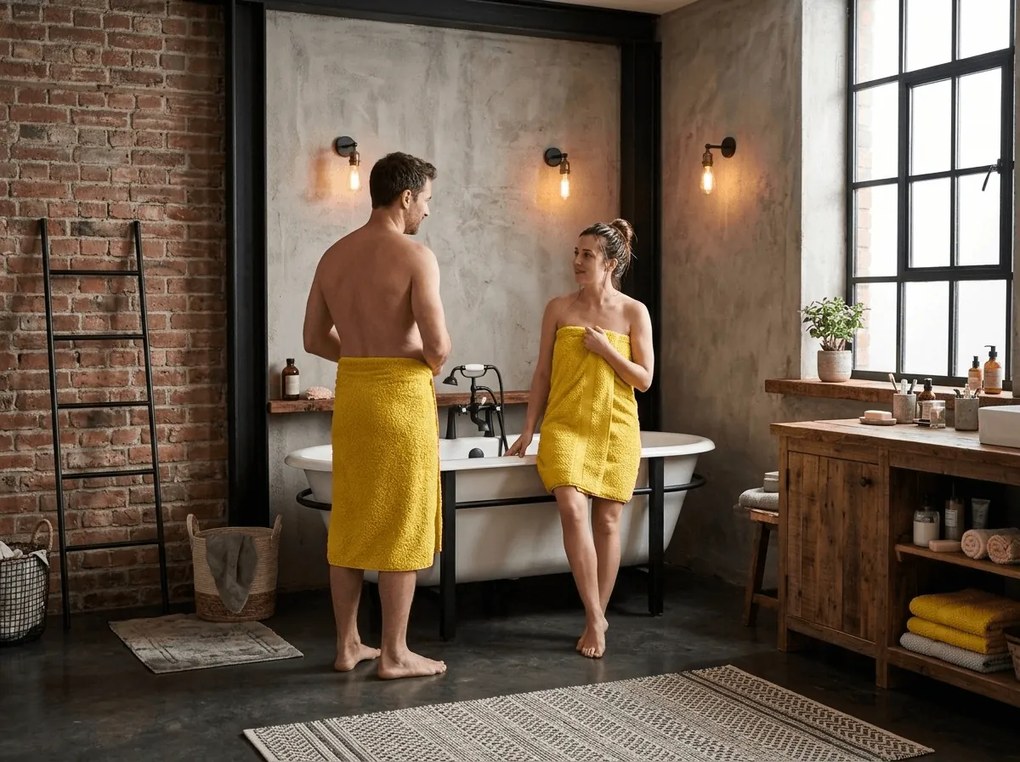 Fürdőlepedő EMBORIA 70x140 cm sárga, 100% pamut