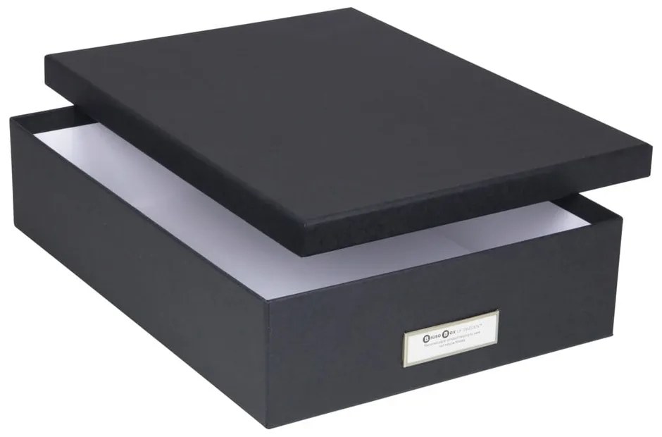 Oskar sötétszürke irattartó doboz címkével, A4 - Bigso Box of Sweden