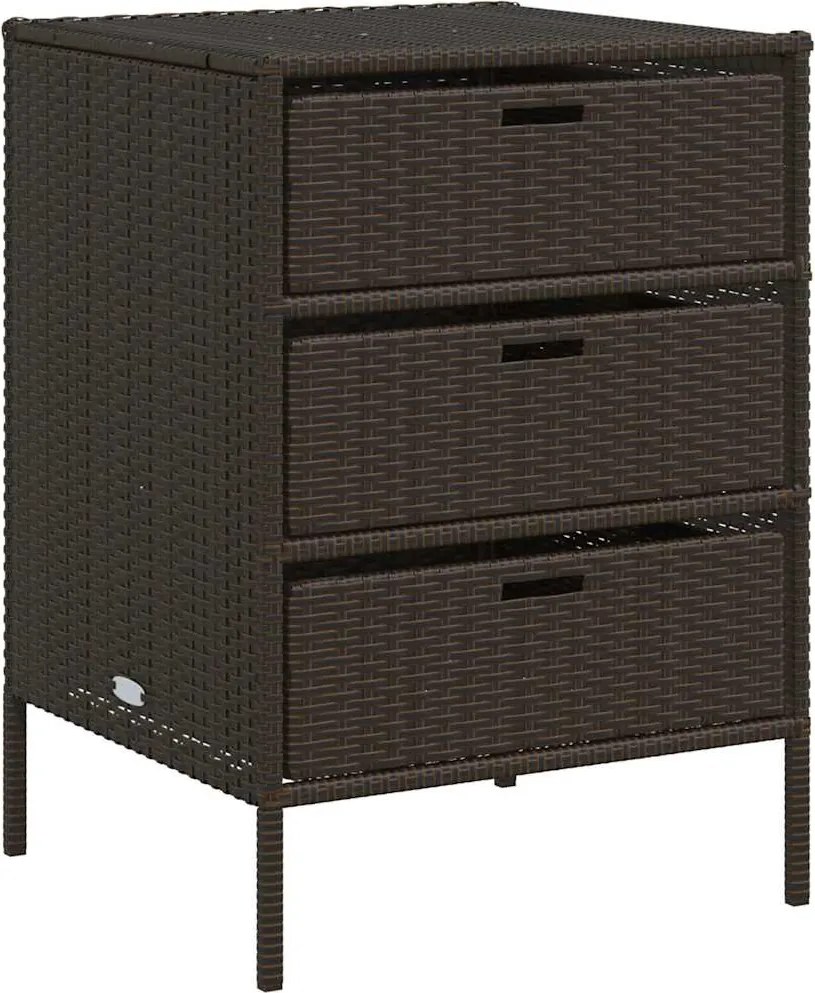 vidaXL barna polyrattan kerti tárolószekrény 55 x 59 x 80 cm