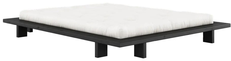 Fekete franciaágy fenyőfából, ráccsal 160x200 cm Japan - Karup Design