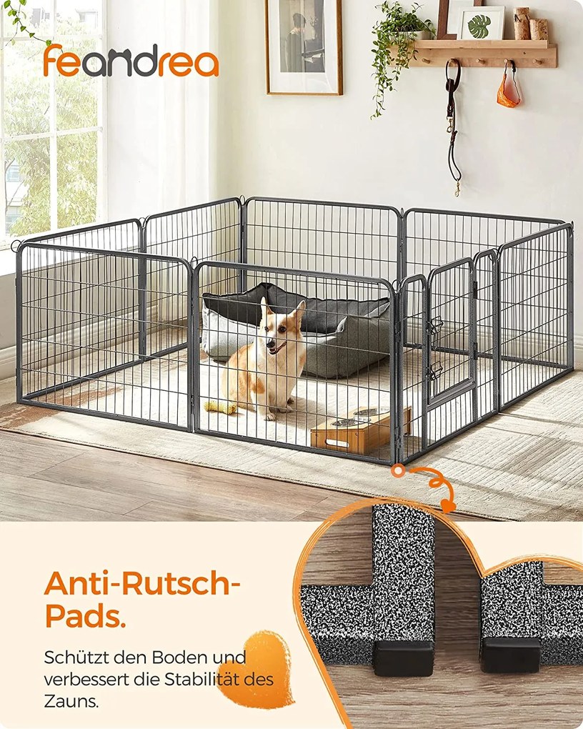 Kutya kennel, kutyaketrec, 8 paneles kisállat-járóka 77 x 60 cm | FEANDREA