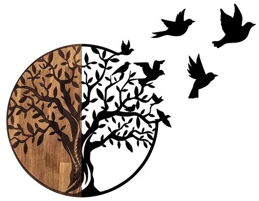 Fali dekoráció 71x92 cm fa/fém faág mintával