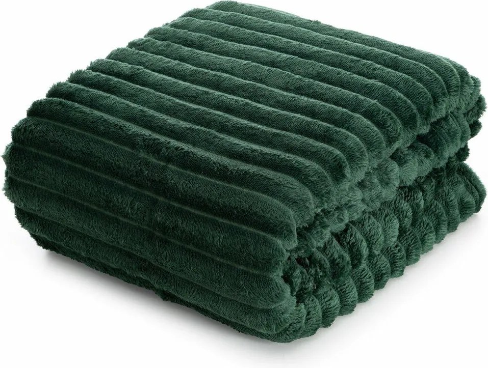 Vastag Takaró Soft zöld 170x210 csíkos 3D csíkos Meleg Puha Pléd Takaró Glam
