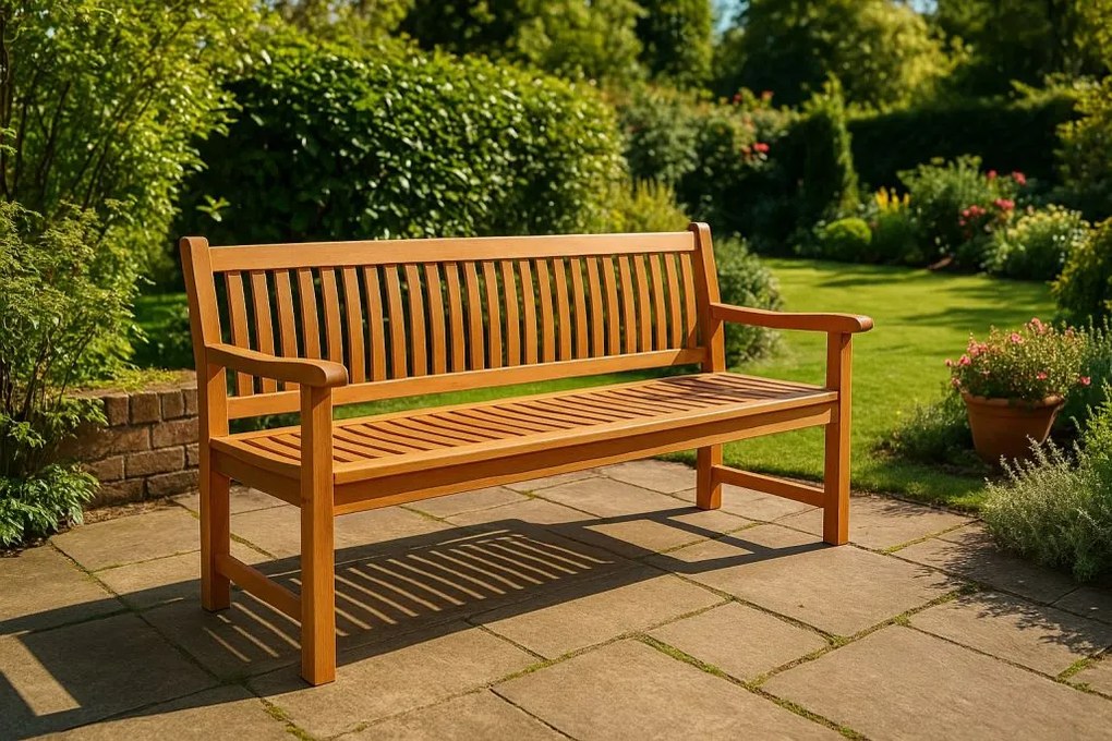 Teakfa kerti pad  3 személyes 180 cm tömör fa