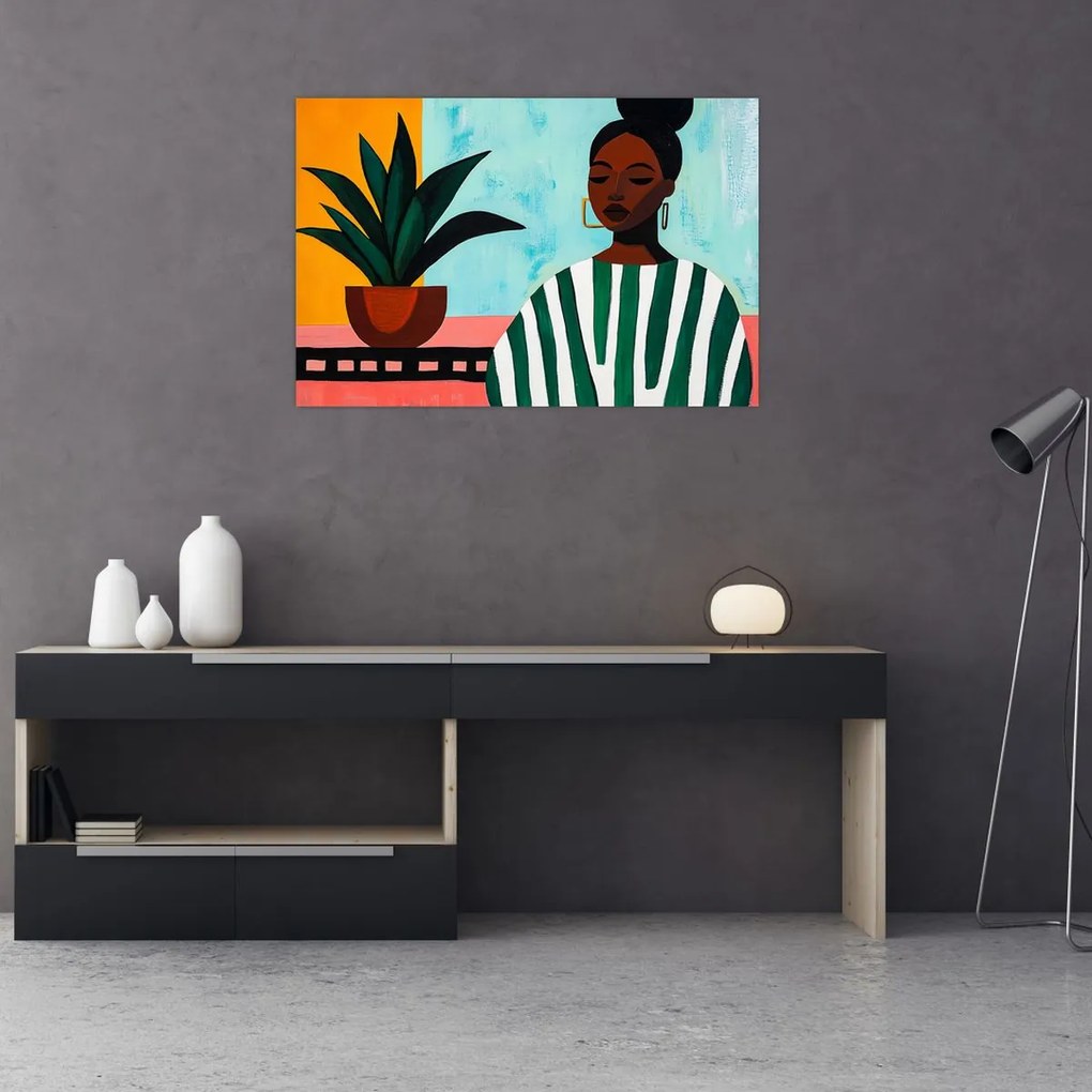 Kép - Nő virággal (90x60 cm)