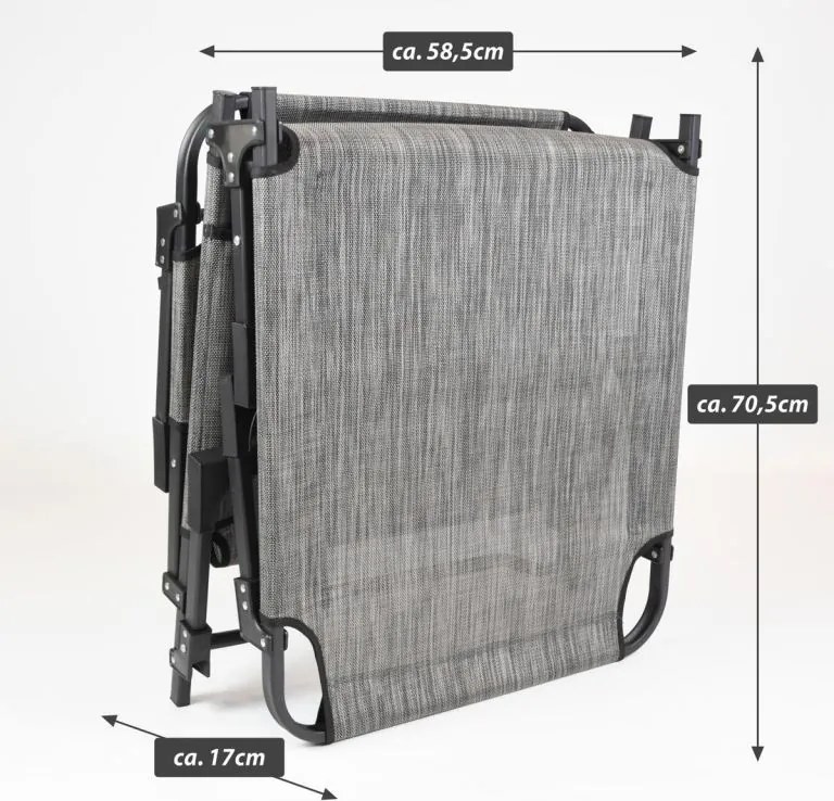 Összecsukható napozóágy 189,5 x 58,5 x 33,5 cm szürke