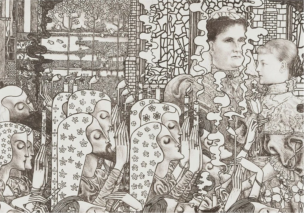 Fali tapéta Panorámával Virágos portrék 312x219 Ragasztó