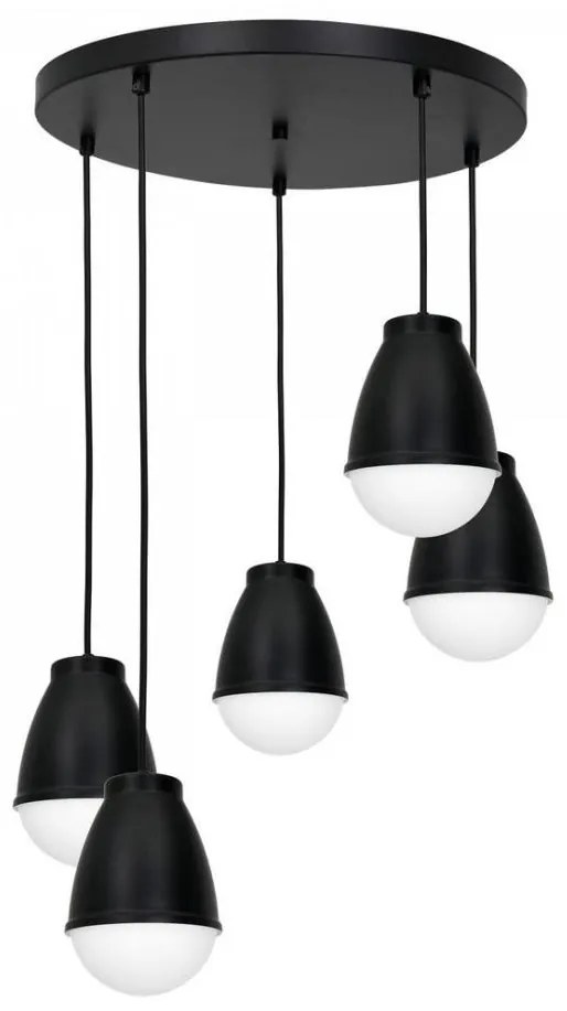 CARYON függeszték 5xE14/60W/230V fekete, kerek, kábellel