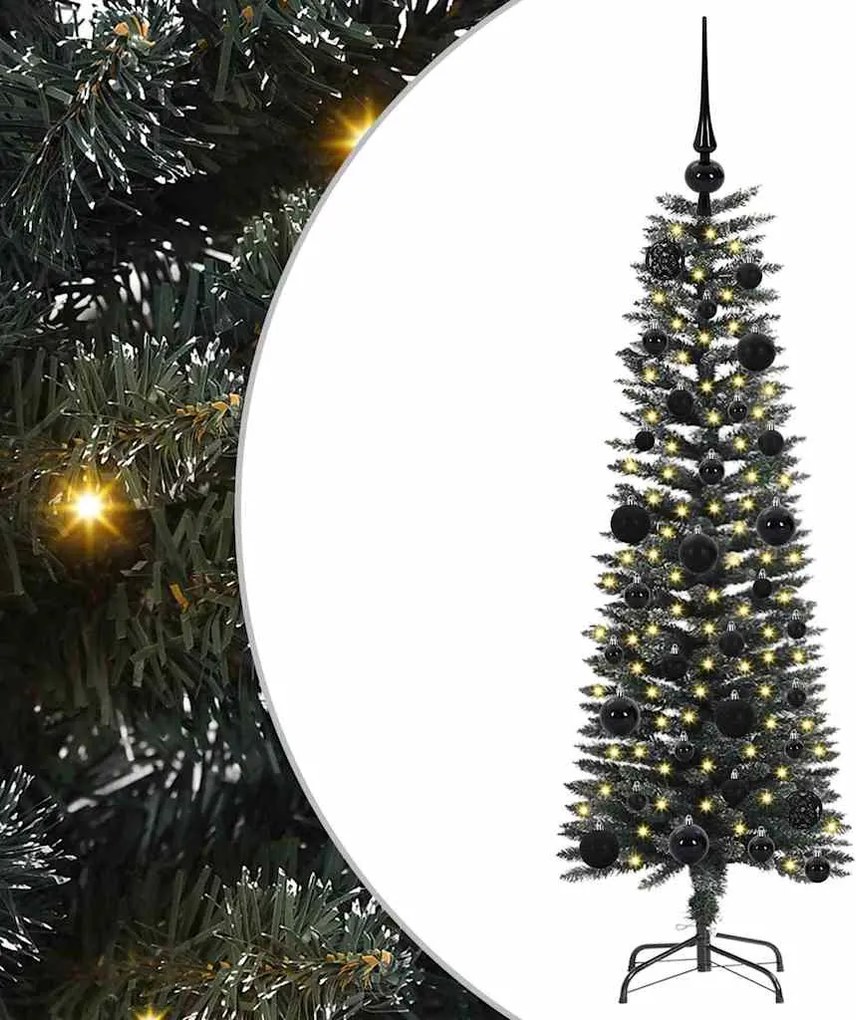 vidaXL Mű karácsonyfa 150 LED-del Zöld 120 cm PVC és Műanyag és Acél