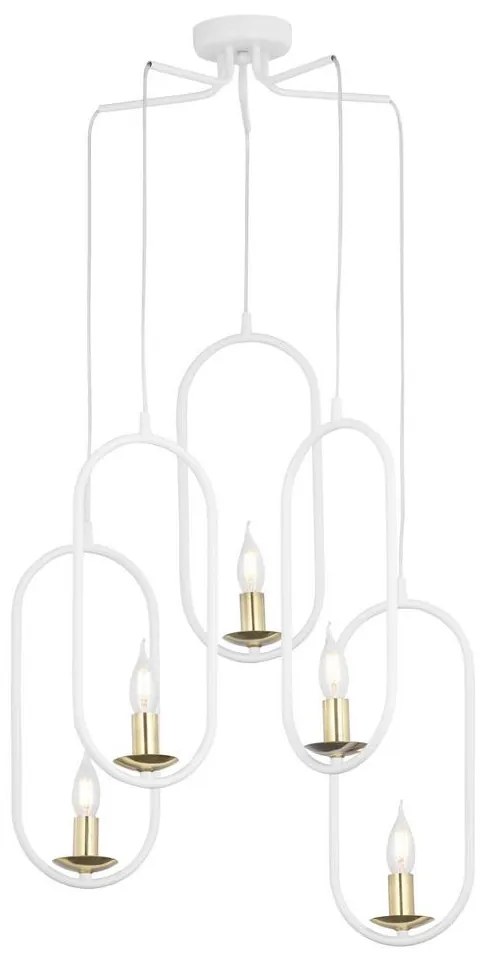 Jupiter 1815 - PI5 E14 - Csillár zsinóron PONTI 5xE14/40W/230V fehér