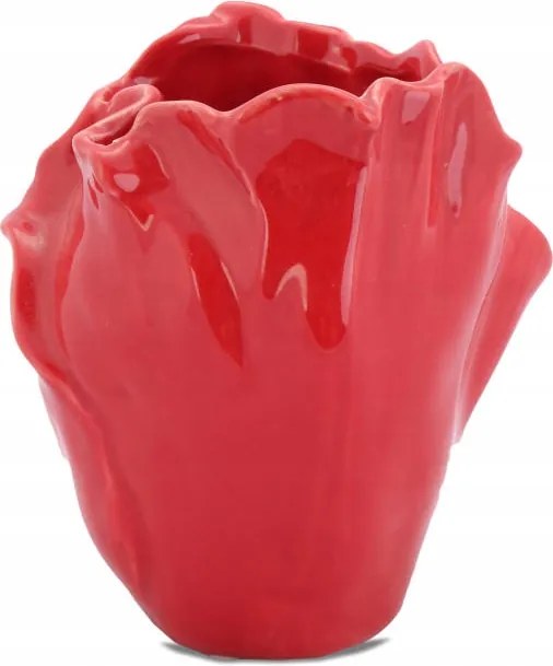 Váza virágszirmok piros kerámia dekoráció