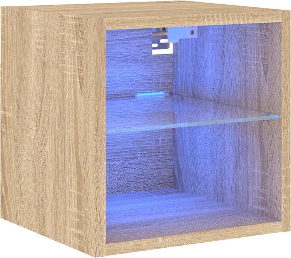 vidaXL sonoma tölgy színű fali TV-szekrény LED-ekkel 30 x 28,5 x 30 cm