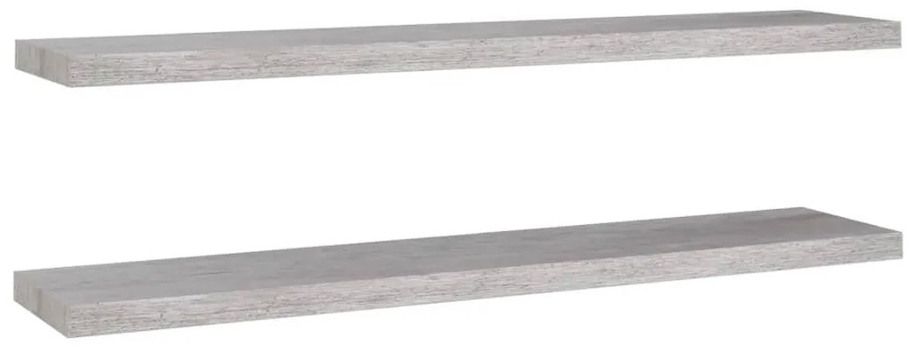 2 db betonszürke MDF lebegő fali polc 120 x 23,5 x 3,8 cm