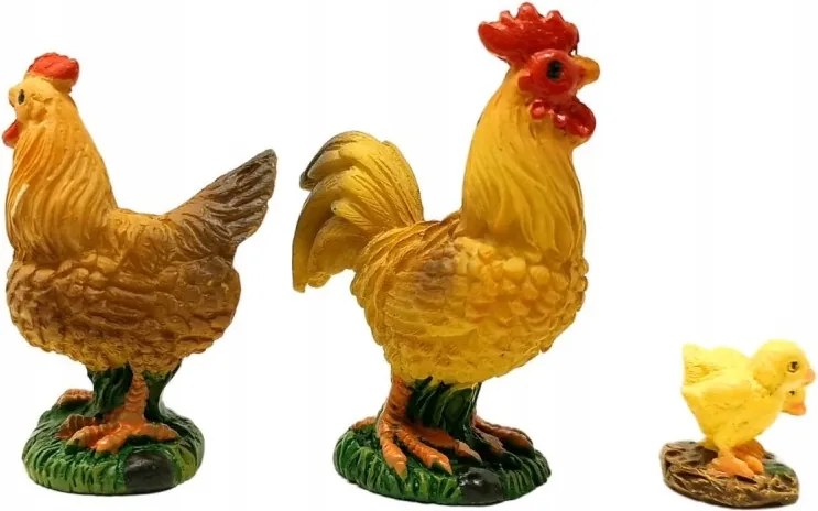 Kakas, tyúk és csirke szett karácsonyi betlehemhez- 15-20cm-es figurákhoz