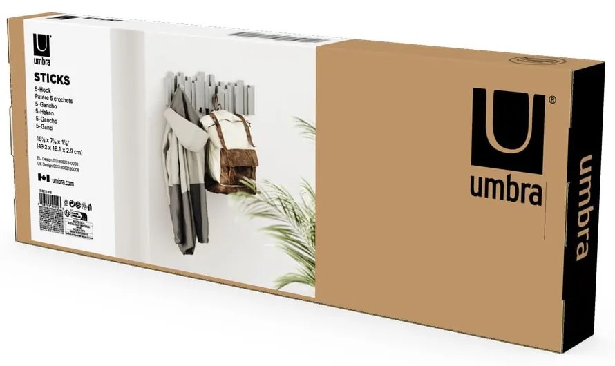 Szürke műanyag fali fogas Sticks – Umbra