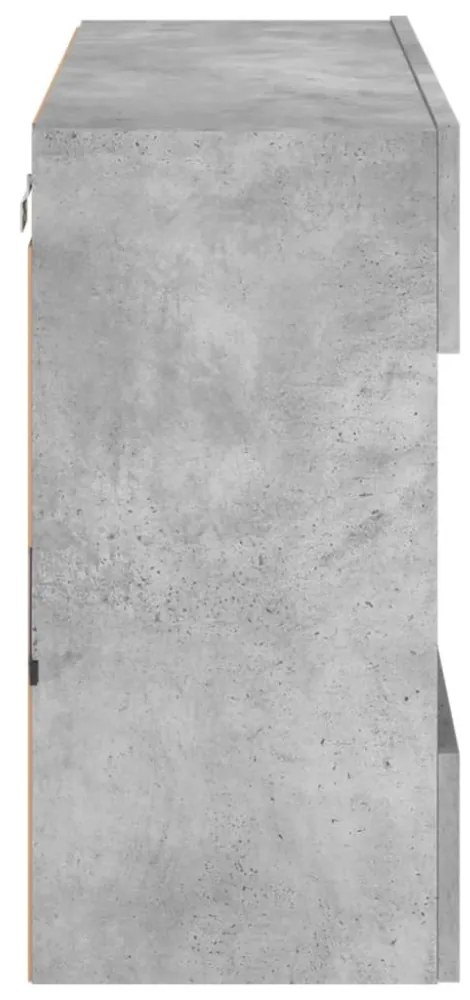 betonszürke falra szerelhető TV-szekrény LED-del 78,5x30x60,5cm