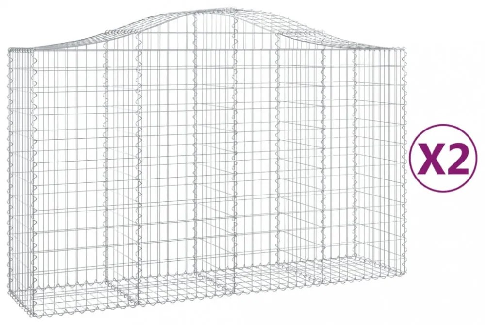 2 db íves horganyzott vas gabion kosár 200x50x120/140 cm