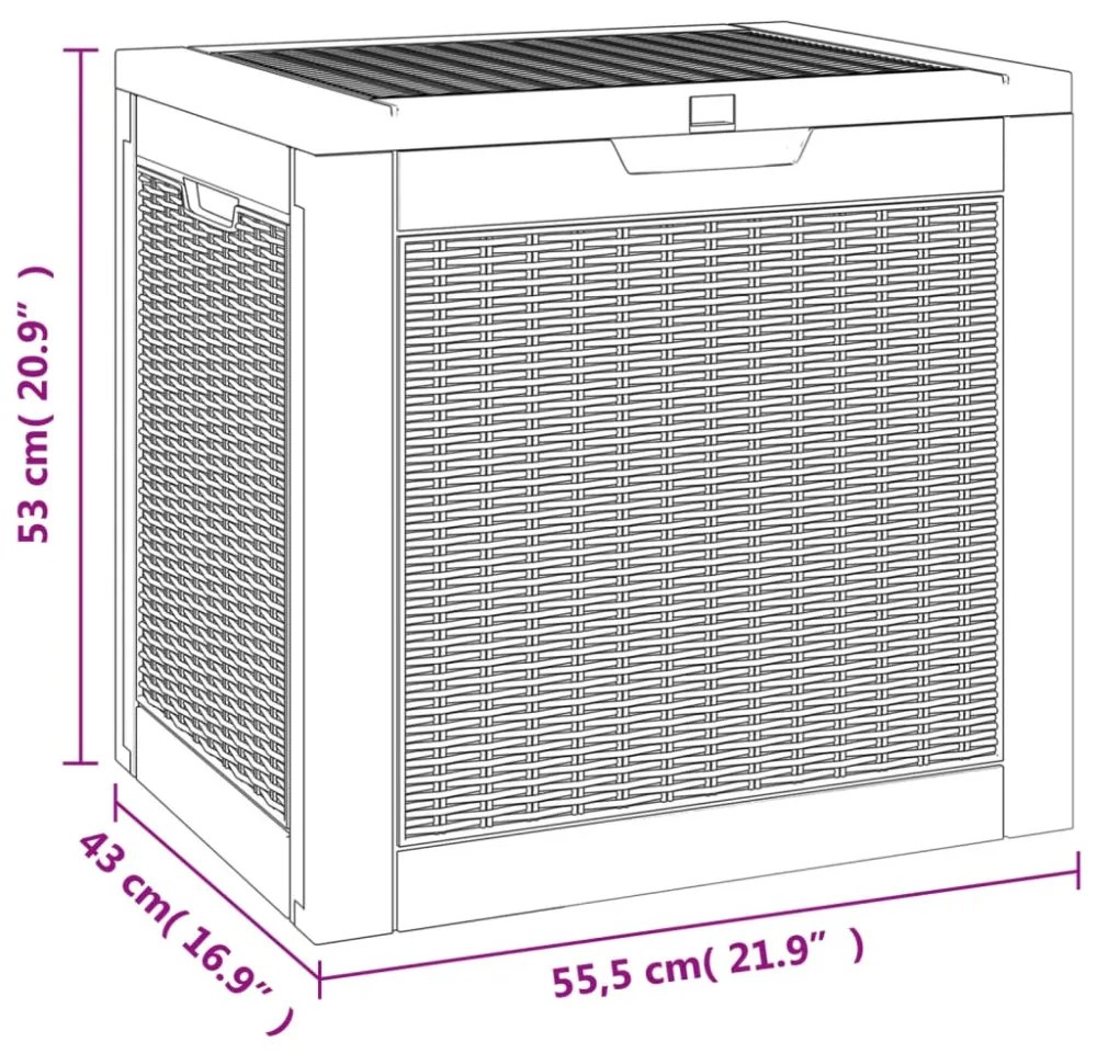 fekete polipropilén kerti tárolóláda 55,5x43x53 cm