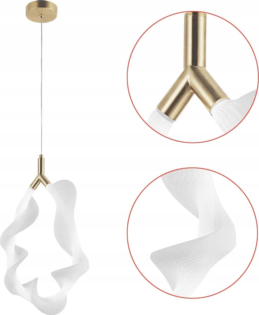 Stílusos Led Függő Lámpa Fehér Hullámos Egyetlen Arany ékezetek