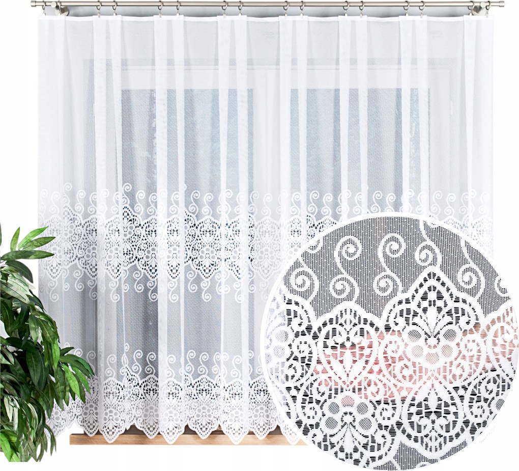 Függöny Rövid 350x160 Függöny Konyha Szoba Függöny Kész Fehér 11069