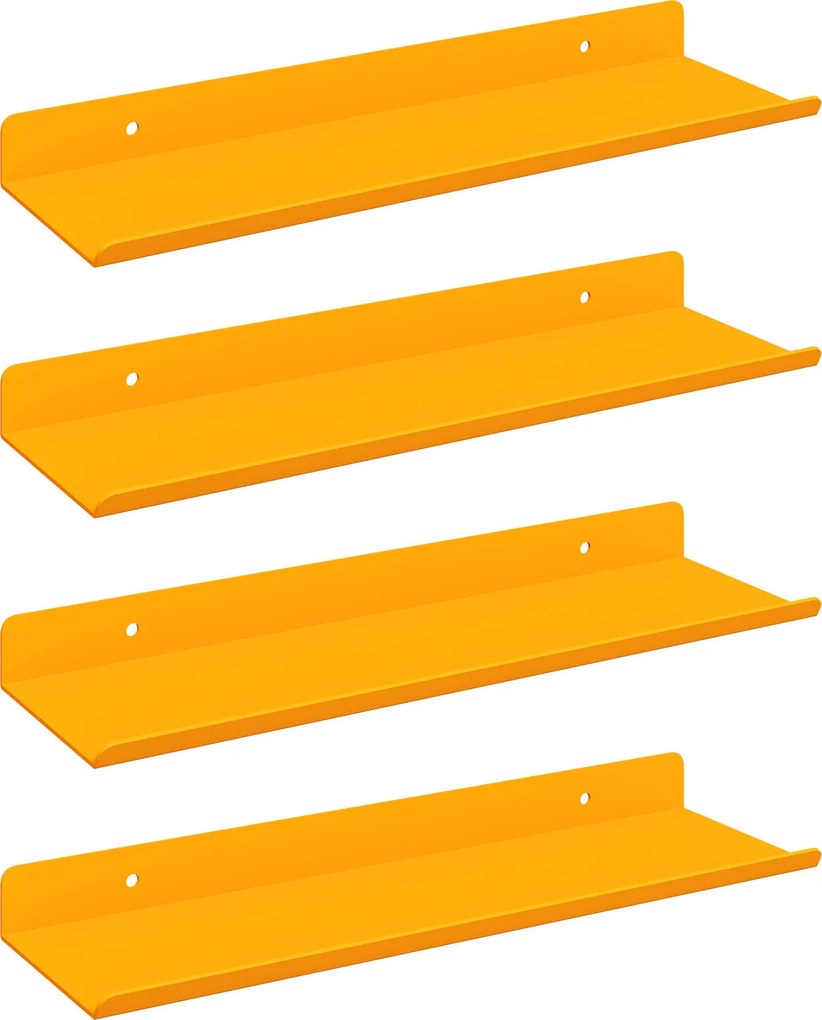 vidaXL Lebegő polc 4 pcs Mustár sárga 30 x 9 x 2,5 cm Acél