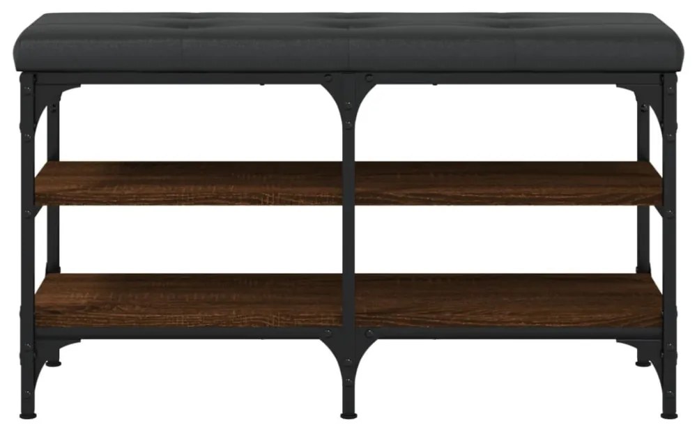 barna tölgy színű szerelt fa cipőtároló pad 82 x 32 x 47 cm