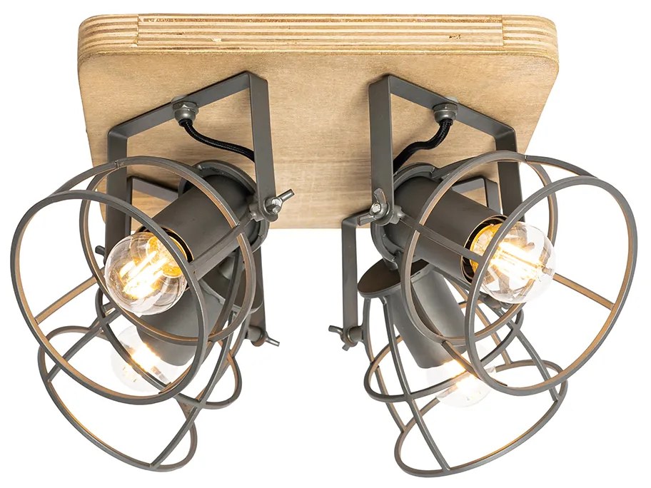 Ipari spotlámpa fa sötétszürke állítható 4-lámpás - Arthur