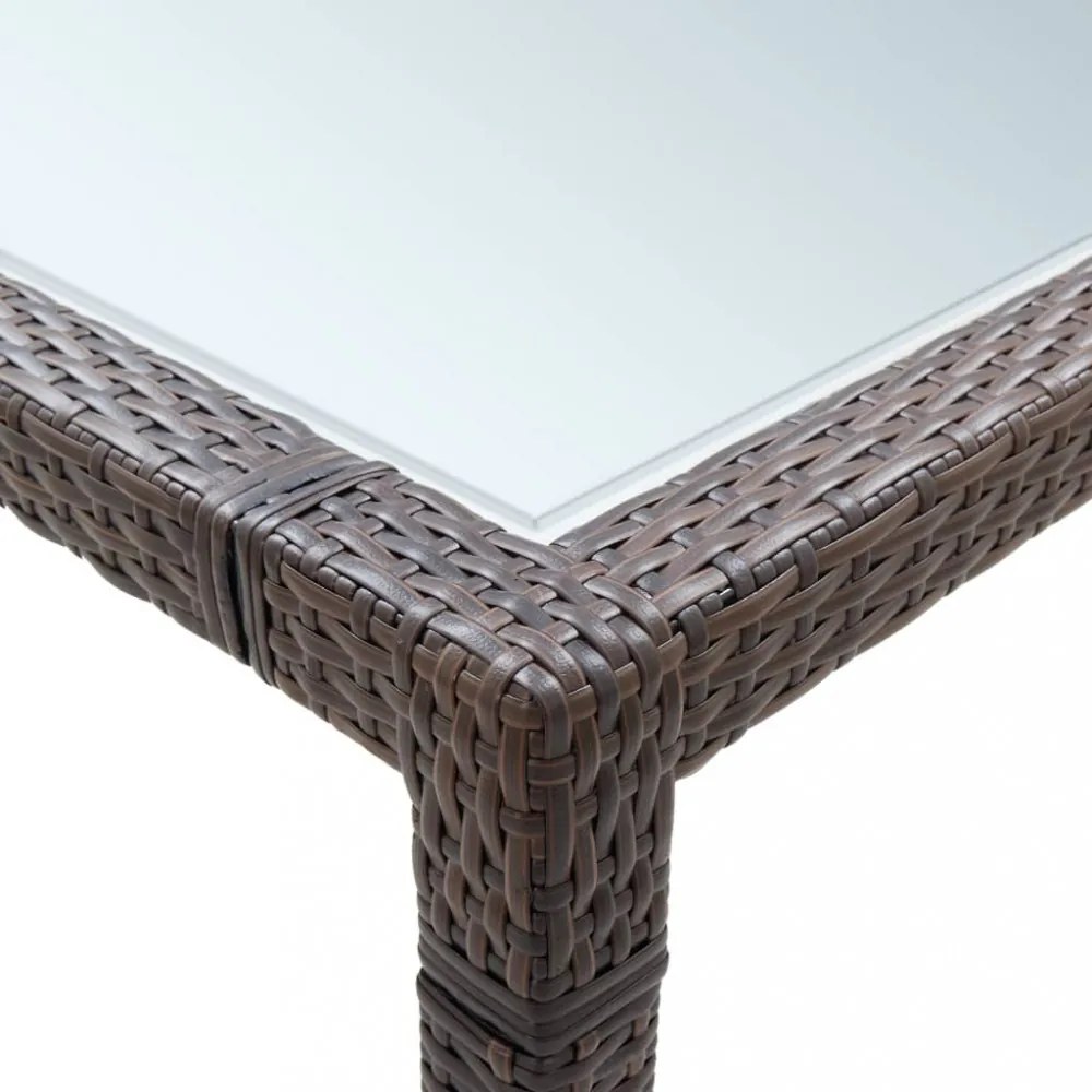 barna polyrattan kerti étkezőasztal 200 x 200 x 74 cm