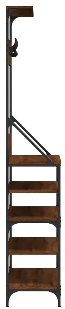 barna tölgy ruhafogas cipőpolccal 90x34x184 cm