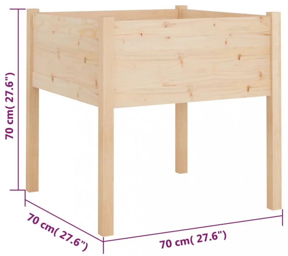 2 db tömör fenyőfa kerti virágtartó 70 x 70 x 70 cm