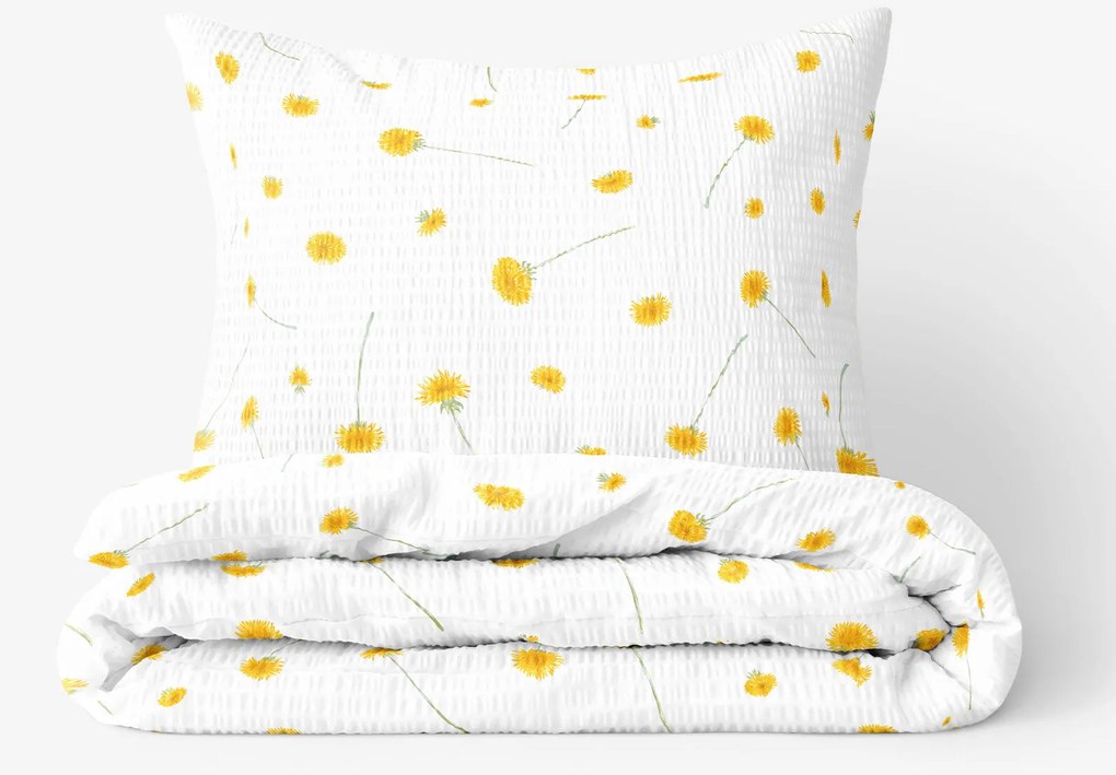 Goldea krepp ágyneműhuzat - pitypangok 140 x 220 és 70 x 90 cm