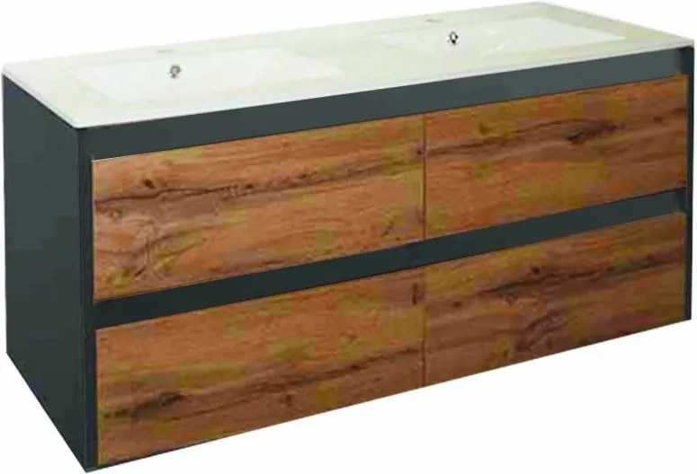 Porto 120 alsó fürdőszoba bútor mosdóval antracit-country tölgy színben