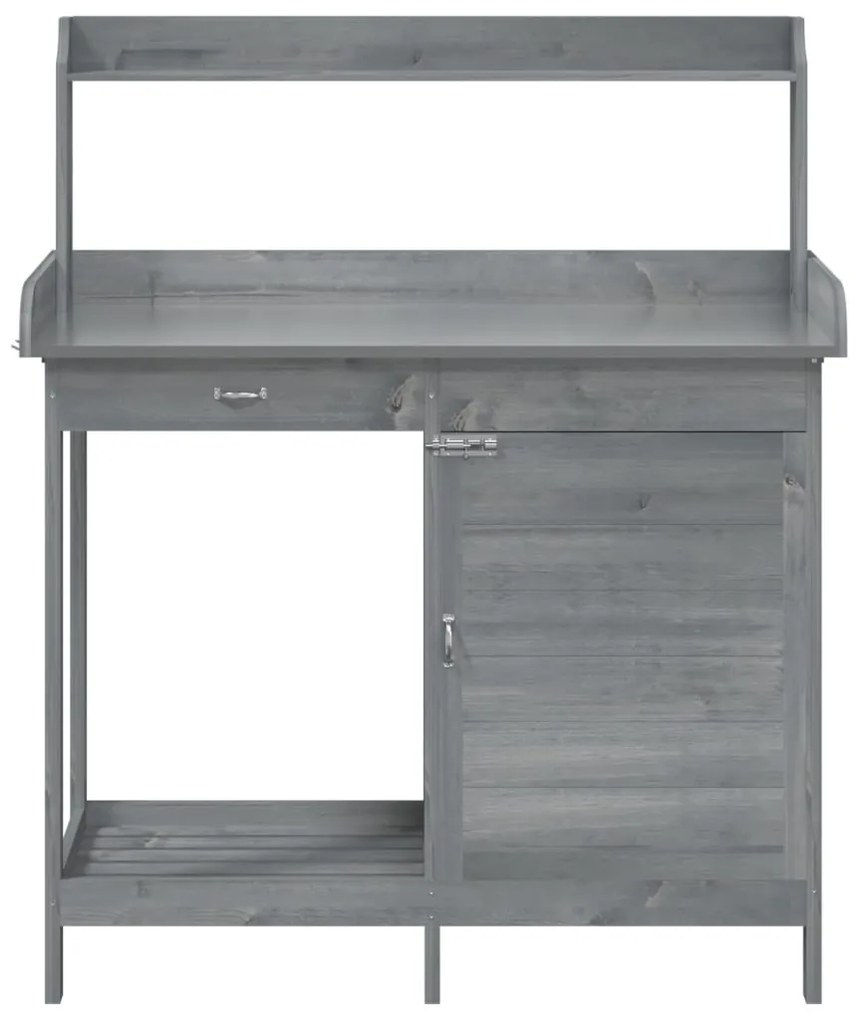 szürke tömör fenyőfa ültetőasztal szekrénnyel 110,5x45x124,5 cm