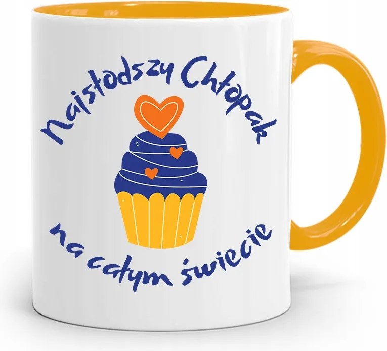 Sárga Bögre Ajándék A Legcukibb Fiúnak fényképes nyomattal