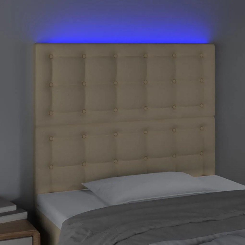 krémszínű szövet LED-es fejtámla 100x5x118/128 cm