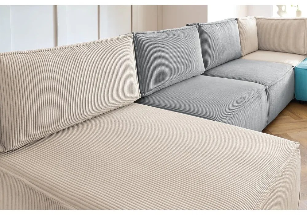 Kordbársony sarokkanapé ("U" alakú-variálható) Nihad modular – Bobochic Paris