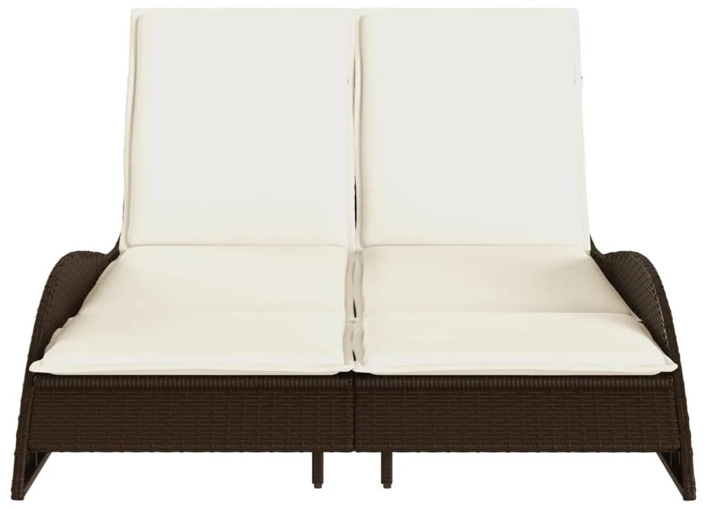 Barna polyrattan napozóágy párnákkal 114x205x73 cm