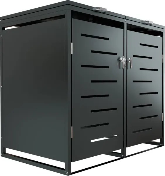 Fém tároló 2 kukához 132 × 116 × 80 cm antracit