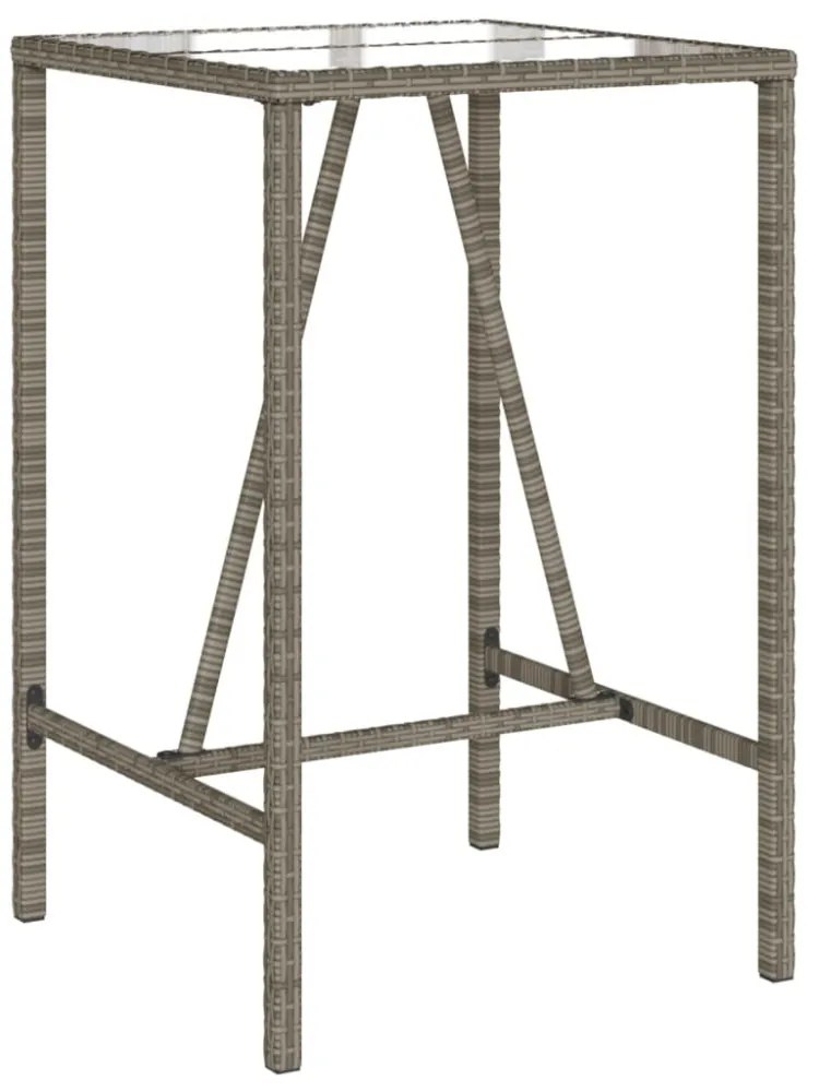 szürke polyrattan kültéri bárasztal 70 x 70 x 110 cm