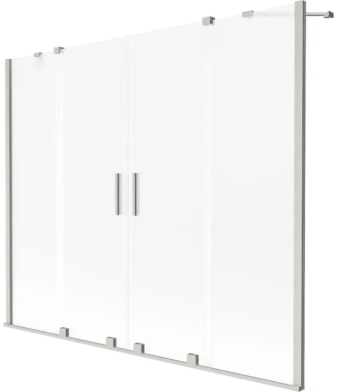 Mexen Velar Duo, 2 szárnyas eltolható kádparaván 180 x 150 cm, 8 mm-es mattüveg, csiszolt acél, 896-180-000-32-97