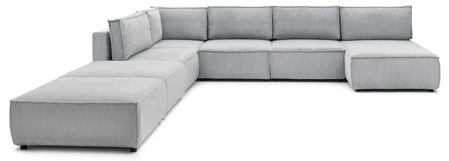 Világosszürke kordbársony sarokkanapé ("U" alakú-variálható) Nihad modular – Bobochic Paris