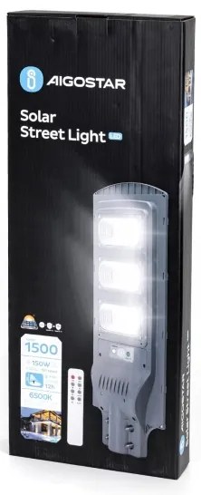 Aigostar - LED napelemes utcai lámpa érzékelővel LED/150W/3,2V IP65 6500K + távirányító