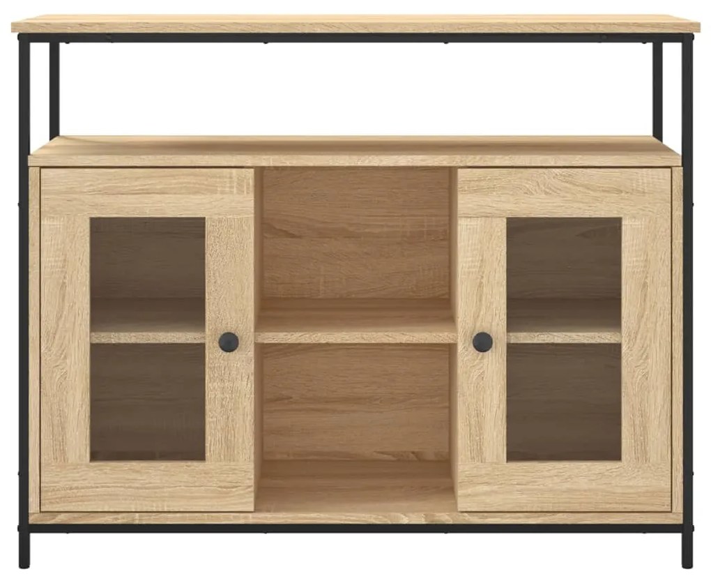 sonoma tölgy színű szerelt fa tálalószekrény 100 x 35 x 80 cm