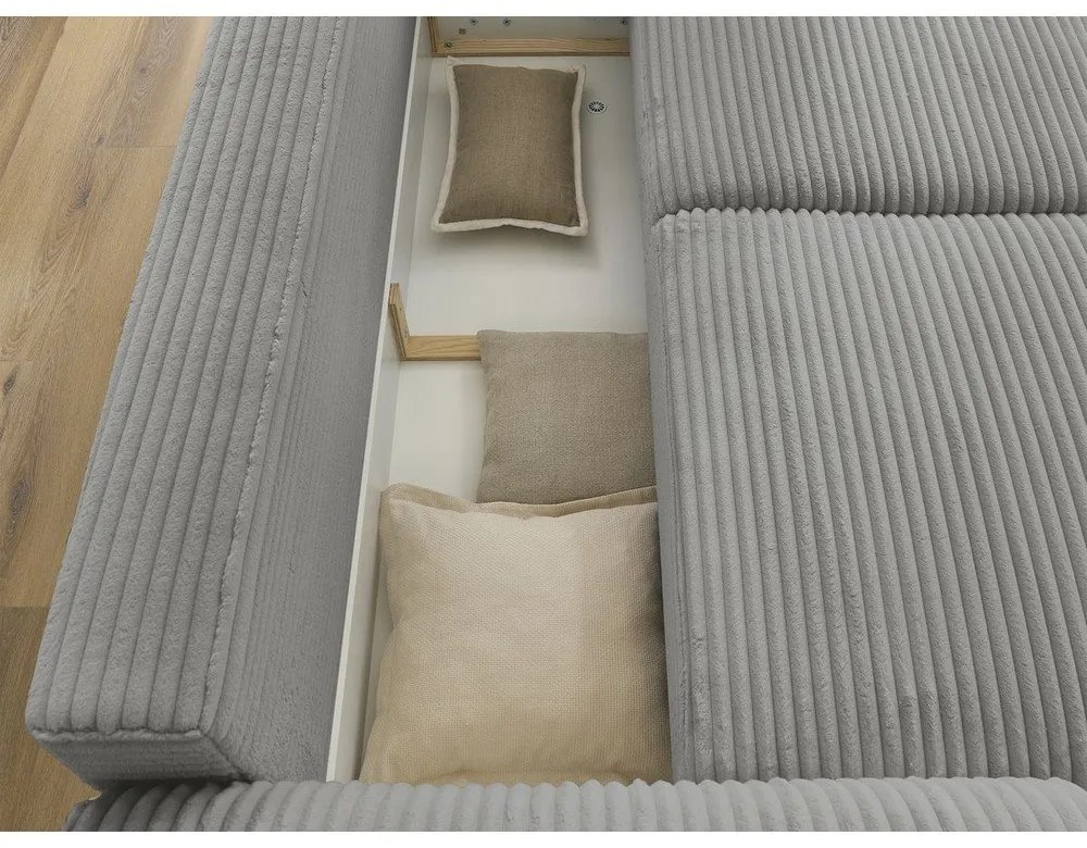 Sötétszürke kordbársony kinyitható kanapé 257 cm Lucien – Bobochic Paris