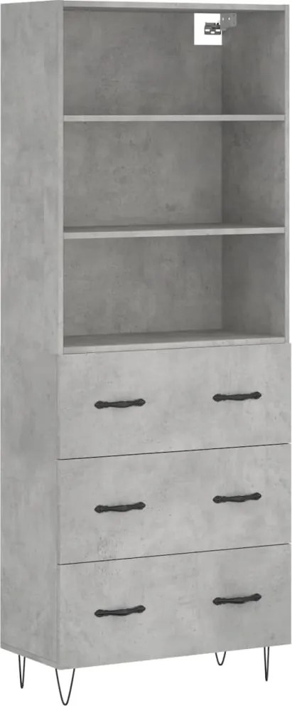 vidaXL betonszürke szerelt fa magasszekrény 69,5 x 34 x 180 cm